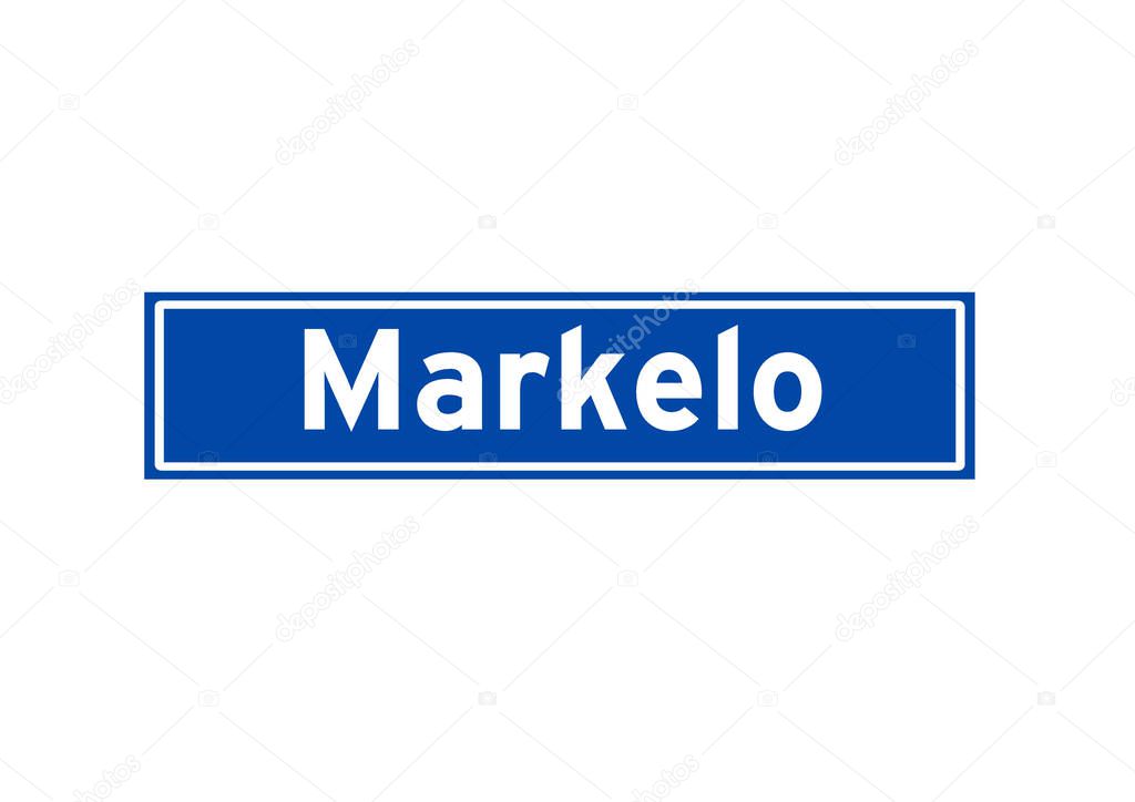 Markelo isolated Dutch place name sign. City sign from the Netherlands.