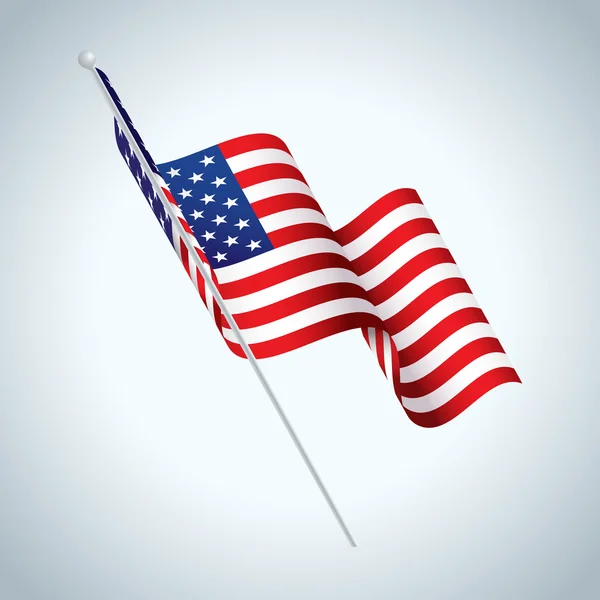 Amerikanische Flagge auf Stange schwenkt Illustration — Stockvektor