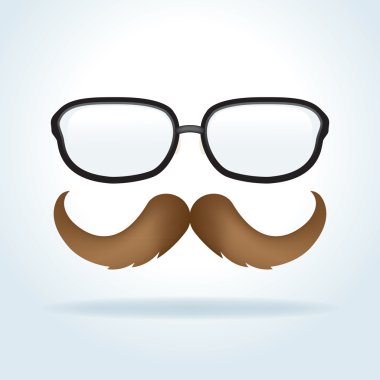 Erkek Gözlükleri ve Bıyık İllüstrasyonu