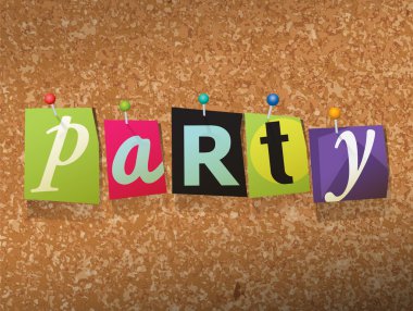 Parti kağıt konsept illüstrasyon tutturulmuş