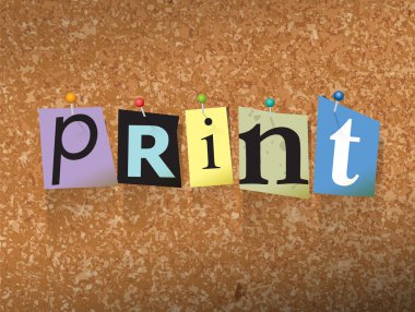 Yazdırma kağıt konsept illüstrasyon tutturulmuş