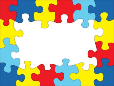 Otizm Puzzle renkli çerçeve şekil