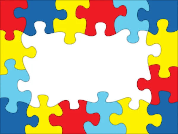 Autism Colored Puzzle Frame Illustration — Stock Vector