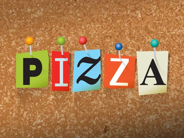 Conceito de pizza Pinned Letters Ilustração — Vetor de Stock