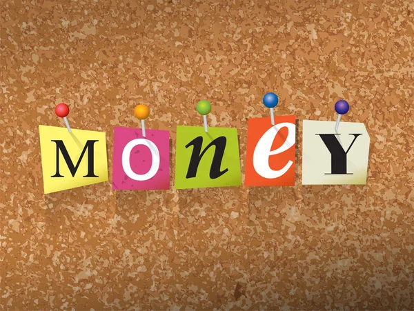 Geld concept vastgezette letters illustratie — Stockvector