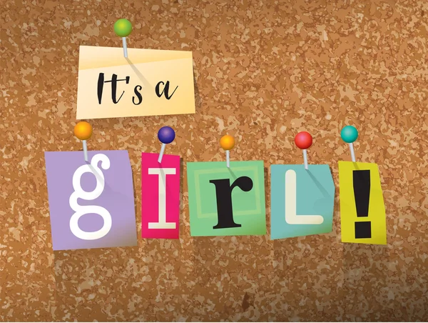 It 's a Girl Concept Pinned Letters Illustration — стоковый вектор