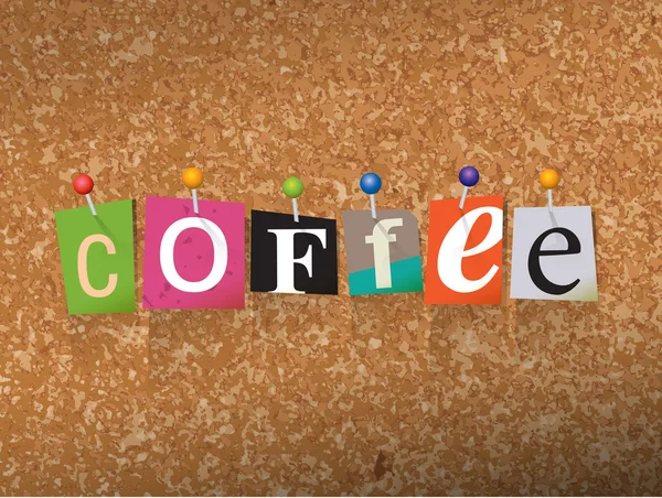 Kaffee-Konzept angeheftete Buchstaben Illustration — Stockvektor