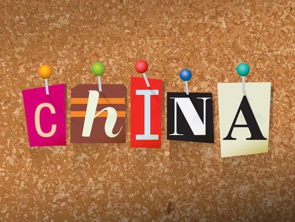 China Concept Pinned Letters Illustration - Stok Vektor