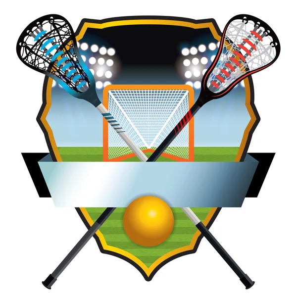Lacrosse Emblema e Ilustração de Banner — Vetor de Stock