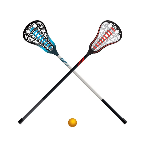 İzole Lacrosse sopa ve top — Stok Vektör