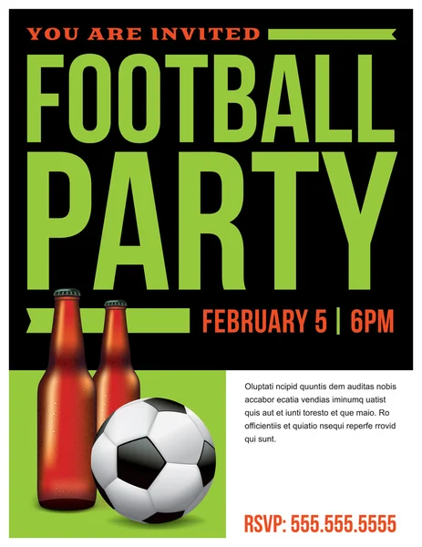 Football Soccer Party Flyer — Stock Vector