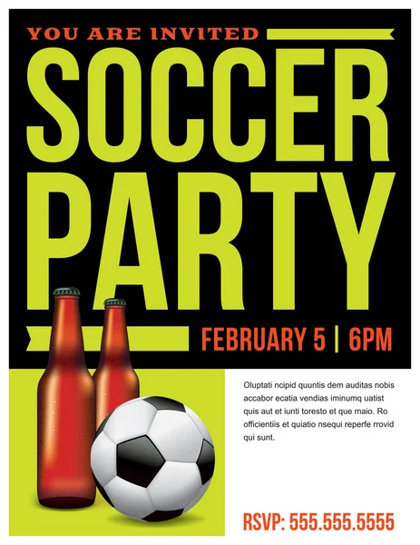 Voetbal Party Flyer Template illustratie — Stockvector