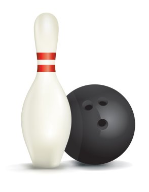 Bowling pin ve topu illüstrasyon izole
