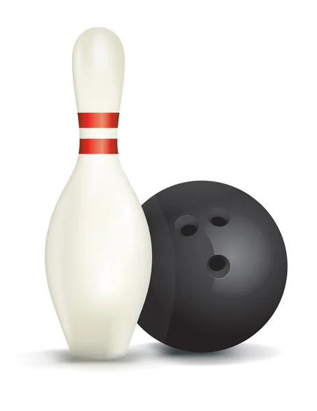 Bowling stift och bollen isolerade Illustration — Stock vektor