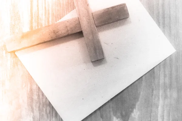 Heilige christelijke kruis en Note Card — Stockfoto