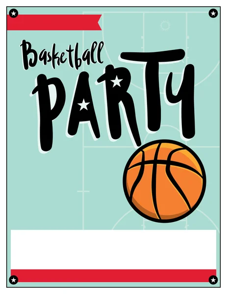 Plantilla de invitación de fiesta de baloncesto Ilustración — Archivo Imágenes Vectoriales