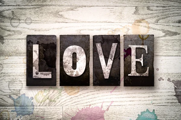 Love Concept Metallo Letterpress Tipo — Foto Stock