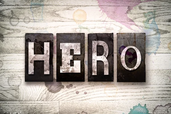 Hero Concept Metal Letterpress Type — Stock Photo, Image