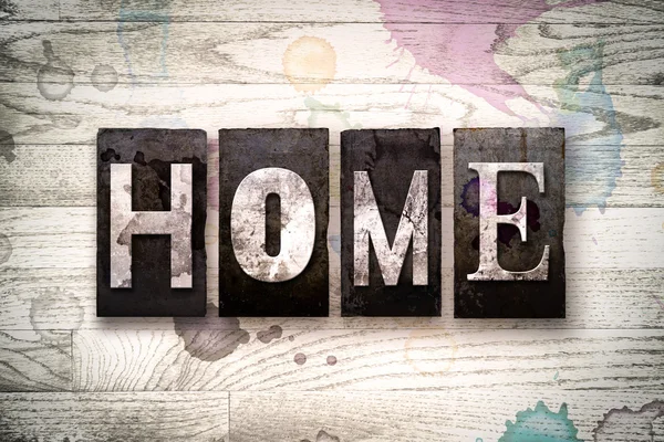 Home Concept Metal Letterpress Type — Stock Photo, Image