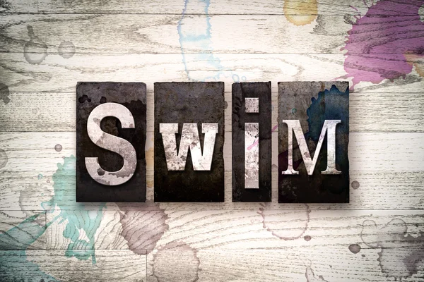 Concepto de natación Metal Tipo de tipografía — Foto de Stock