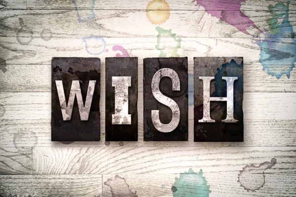 Wish Concept Metal Letterpress Tipo — Foto Stock