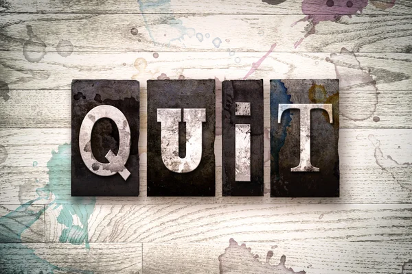 Quit Concept Metal Letterpress Type — Stock Photo, Image