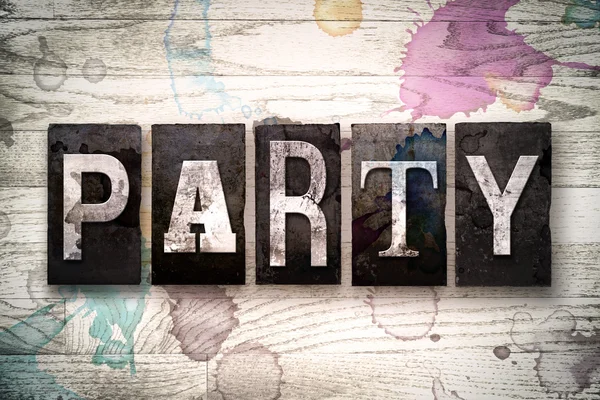 Party Concept Metal Letterpress Type — 스톡 사진