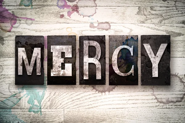 Mercy Concept metal Letterpress typ — Zdjęcie stockowe