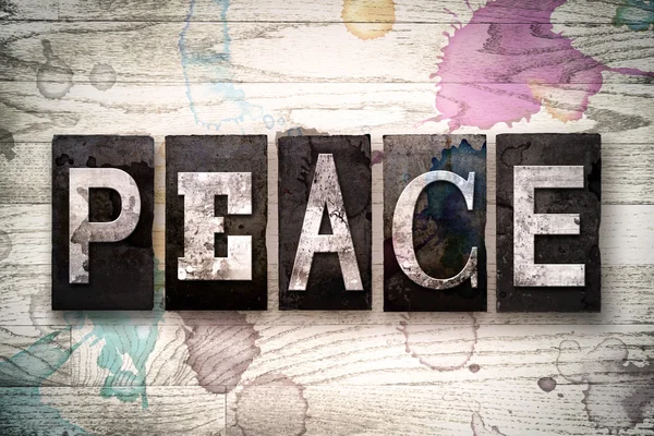 Peace Concept Metal Brevpresse Type - Stock-foto