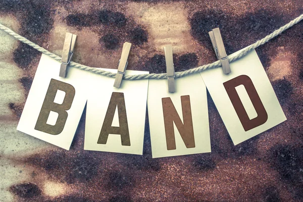 Band Concept Pinned Stamped Cards on Twine Theme — Stock Photo, Image