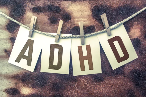 ADHD Concept fästa stämplade kort på temat Twine — Stockfoto