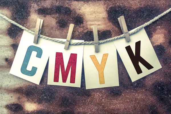 CMYK Concepto fijado tarjetas estampadas en el tema del torzal — Foto de Stock