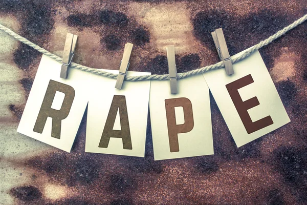 Rape Concept Pinned Stamped Cards on Twine Theme — Stock Photo, Image