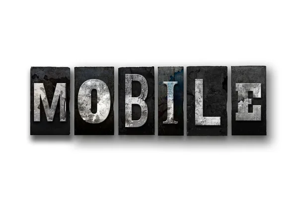 Mobile Concept Isolated Letterpress Type — Stock Photo, Image