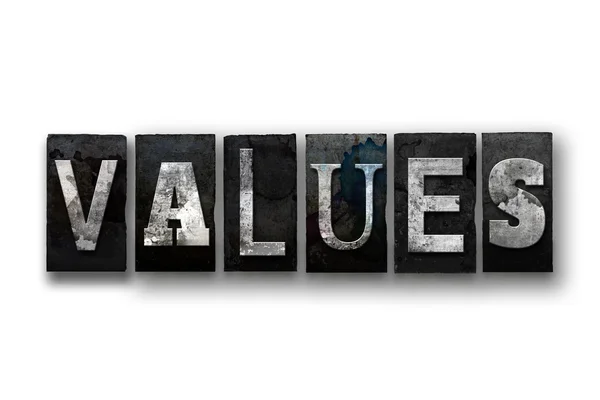 Values Concept Isolated Letterpress Type — Stock Photo, Image
