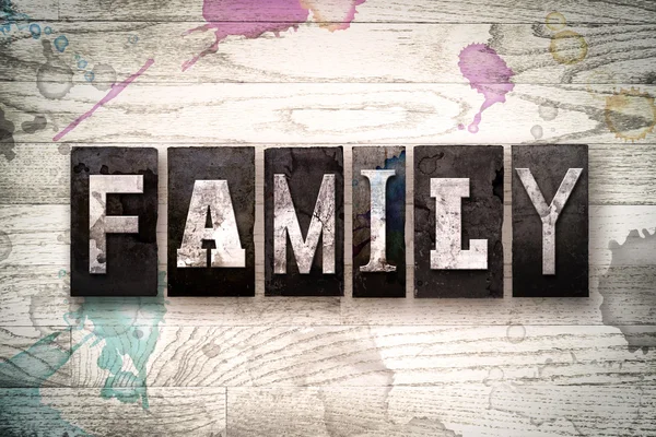 Family Concept Metal Letterpress Tipo — Foto Stock