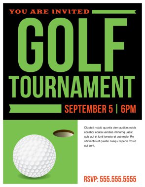 Golf turnuva el ilanı davetiye illüstrasyon
