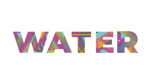 Das Wort Wasser Konzept Bunten Retro Formen Und Farben Illustration — Stockvektor