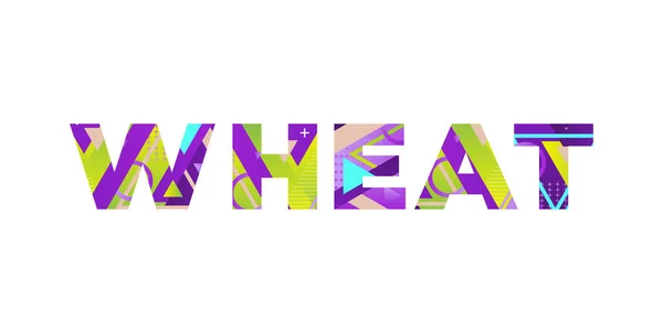 Palabra Wheat Concepto Escrito Coloridas Formas Retro Colores Ilustración — Vector de stock