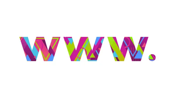 Слово Www Dot Концепція Написана Барвистих Ретро Формах Кольорах Ілюстрації — стоковий вектор