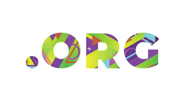 Die Worte Dot Org Konzept Bunten Retro Formen Und Farben — Stockvektor