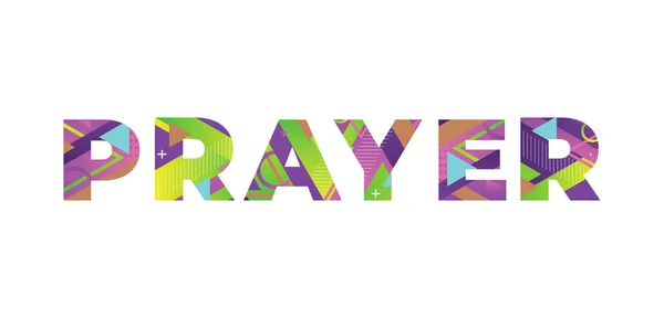 Palavra Pray Conceito Escrito Formas Retrô Coloridas Cores Ilustração — Vetor de Stock