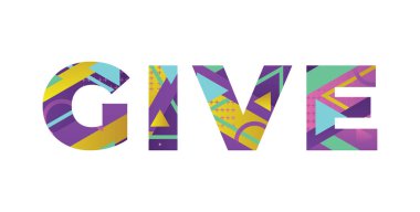 Renkli retro şekiller ve renkler ile yazılmış 