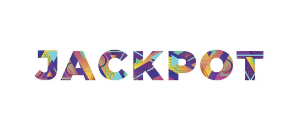 Mot Concept Jackpot Écrit Dans Des Formes Rétro Colorées Illustration — Image vectorielle