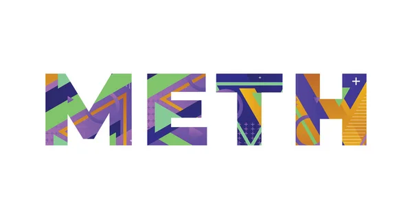 Palabra Concepto Meth Escrito Coloridas Formas Retro Colores Ilustración — Vector de stock