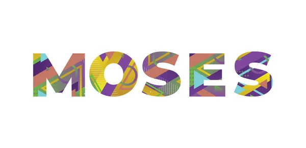 Das Wort Moses Konzept Bunten Retro Formen Und Farben Illustration — Stockvektor