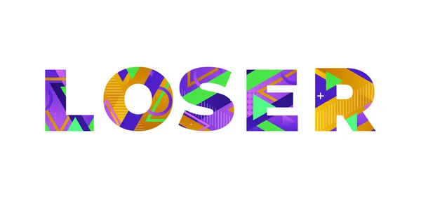 Palabra Loser Concepto Escrito Coloridas Formas Retro Colores Ilustración — Archivo Imágenes Vectoriales