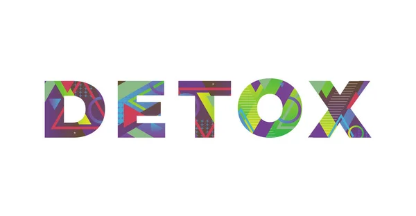Parola Concetto Detox Scritto Forme Retrò Colorate Illustrazione Colori — Vettoriale Stock