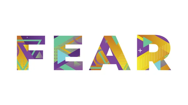 Concept Fear Mot Écrit Dans Des Formes Rétro Colorées Illustration — Image vectorielle