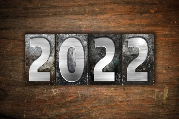 2022 Рік Написаний Старим Вінтажним Типом Літер — стокове фото